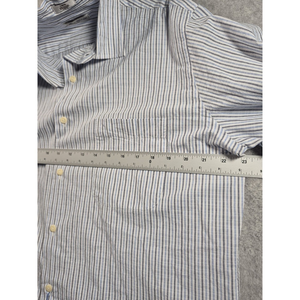 Peter Millar Seaside Collection Large Blue Gray Stripe 100% Cotton Button Down - Picture 5 of 7